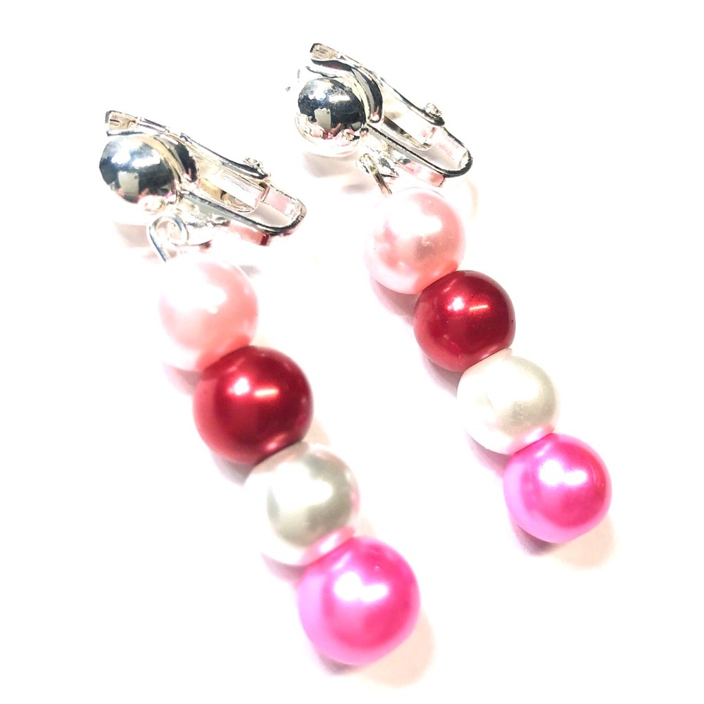 Handmade Red Pink White Clip-on Earrings Women Gift Anniversary Valentine’s Day